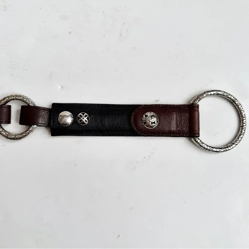Brighton Black & Brown Leather Concho Silver Circle Buckle Belt B60209 Size 32